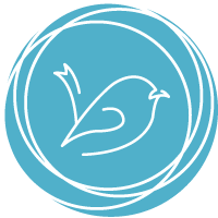 Sticky Logo of MALUR LTD - Web Design in Paphos. A small drawn bird on a teal colored circle.